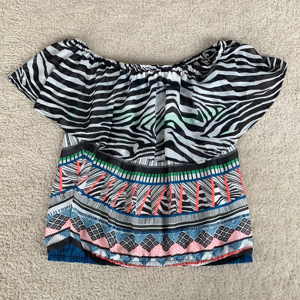 Multi color off the shoulder top